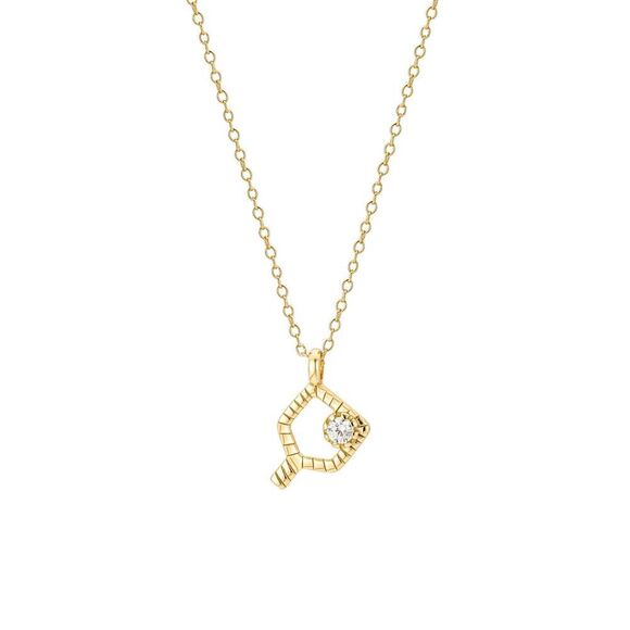 Sterling Silver CZ Pickleball Racket Pendant Necklace w/18K Gold Plating:P12 - Picture 1 of 2